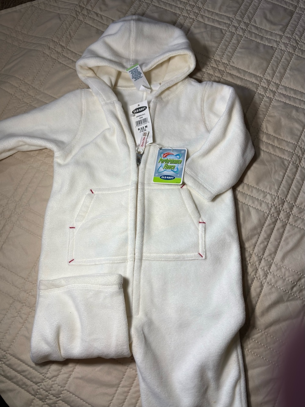 Old Navy 6-9M Hooded Fleece Baby One-Piece with Pockets
